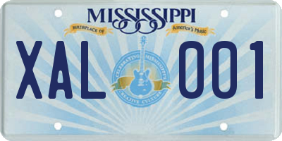 MS license plate XAL001
