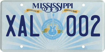 MS license plate XAL002