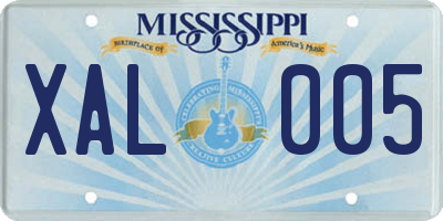 MS license plate XAL005