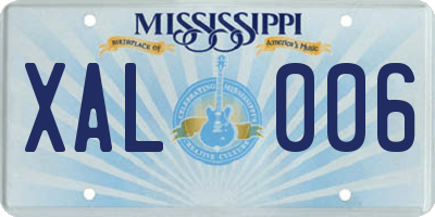 MS license plate XAL006