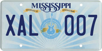 MS license plate XAL007