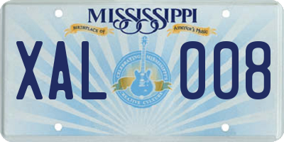 MS license plate XAL008
