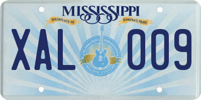 MS license plate XAL009