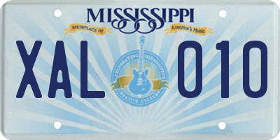 MS license plate XAL010