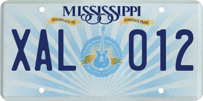 MS license plate XAL012