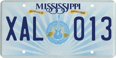MS license plate XAL013
