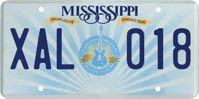 MS license plate XAL018