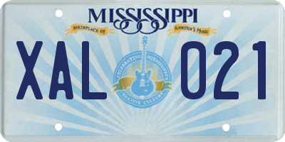 MS license plate XAL021