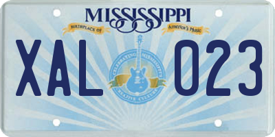 MS license plate XAL023