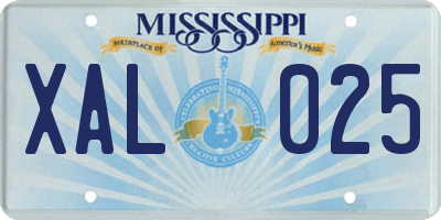 MS license plate XAL025