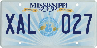 MS license plate XAL027