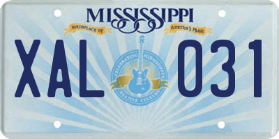 MS license plate XAL031