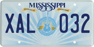 MS license plate XAL032