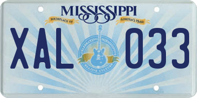 MS license plate XAL033