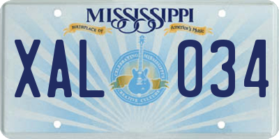 MS license plate XAL034