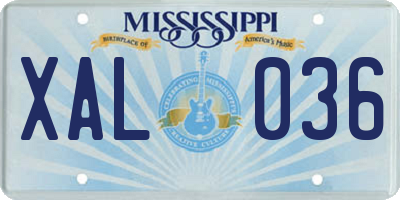 MS license plate XAL036