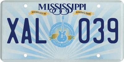 MS license plate XAL039