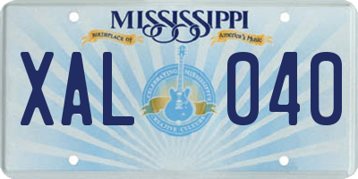 MS license plate XAL040