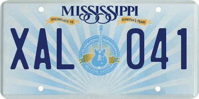 MS license plate XAL041