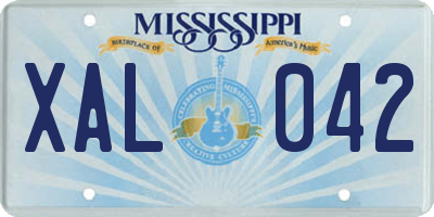 MS license plate XAL042