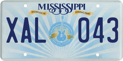 MS license plate XAL043