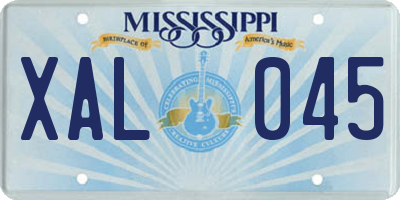 MS license plate XAL045