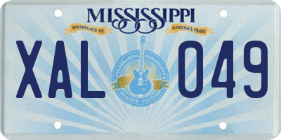 MS license plate XAL049