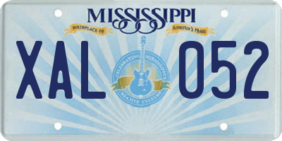 MS license plate XAL052