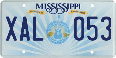 MS license plate XAL053