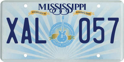 MS license plate XAL057