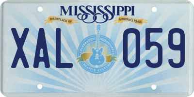 MS license plate XAL059