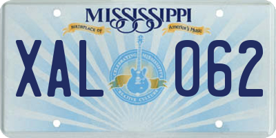 MS license plate XAL062