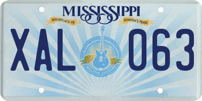 MS license plate XAL063
