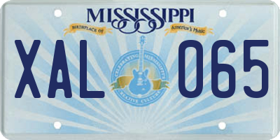 MS license plate XAL065