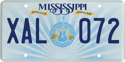 MS license plate XAL072