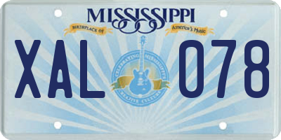 MS license plate XAL078