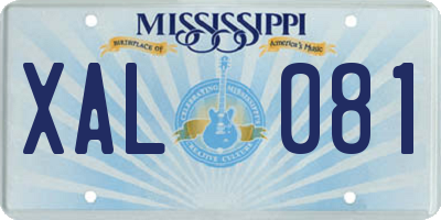 MS license plate XAL081