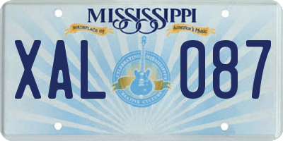 MS license plate XAL087