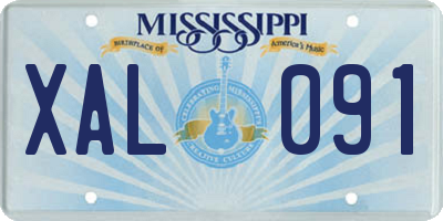 MS license plate XAL091