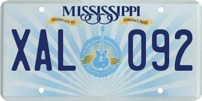 MS license plate XAL092