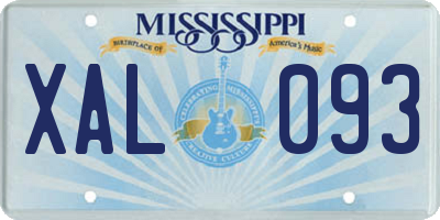 MS license plate XAL093