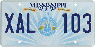 MS license plate XAL103