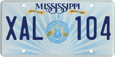 MS license plate XAL104
