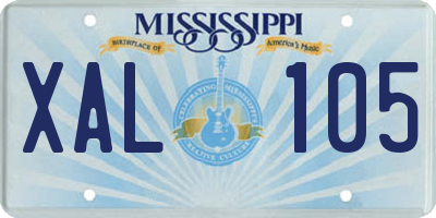 MS license plate XAL105