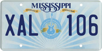 MS license plate XAL106