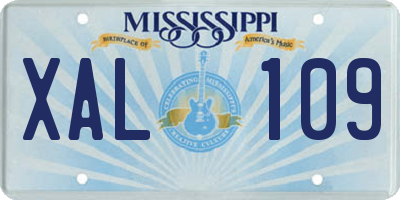 MS license plate XAL109