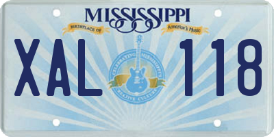 MS license plate XAL118