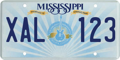 MS license plate XAL123