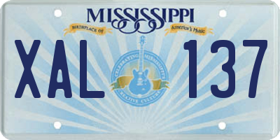 MS license plate XAL137