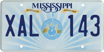 MS license plate XAL143